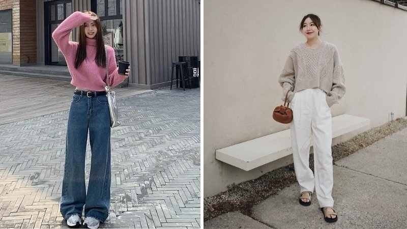 Phối đồ áo len tăm mỏng