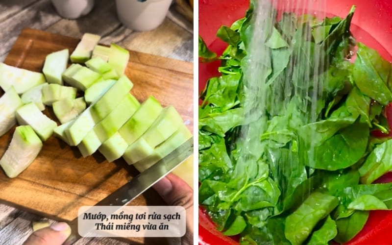 Bạn nên rửa sạch và cắt nguyên liệu vừa ăn