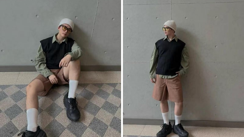 Áo gile nam phối sơ mi và quần short