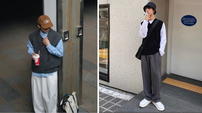 Gile len nam phối áo sơ mi, quần kaki