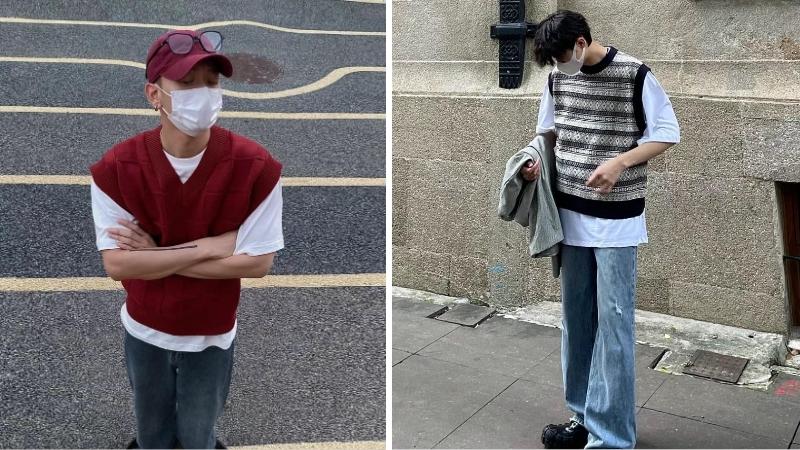 Áo gile nam phối cùng áo phông trơn