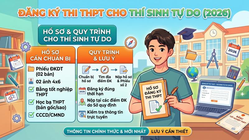 Thí sinh tự do đăng ký thi THPT ở đâu 2026?
