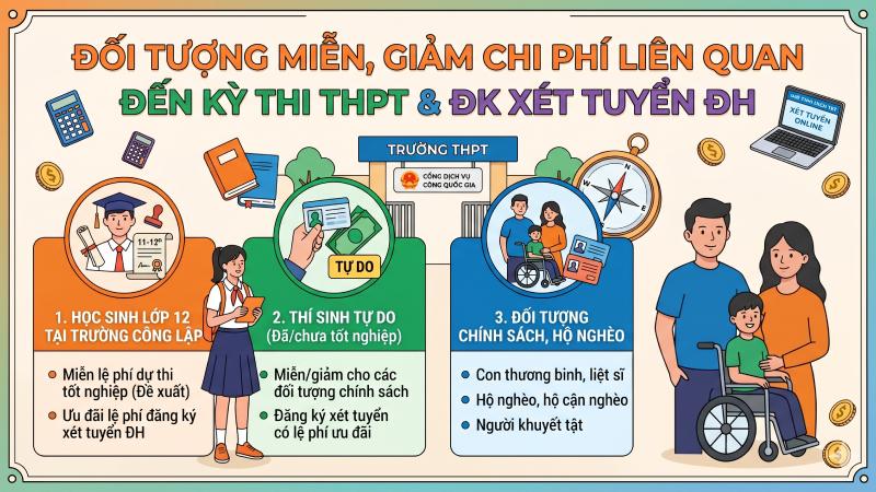 Đối tượng miễn giảm lệ phí thi THPT