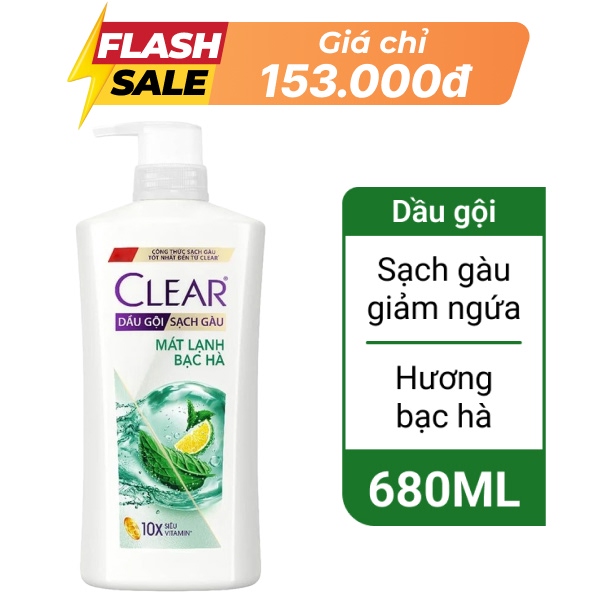 Dầu gội Clear mát lạnh bạc hà 680ml