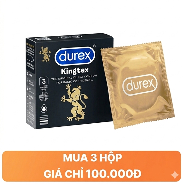 Hộp 3 cái bao cao su Durex Kingtex 3s 49mm