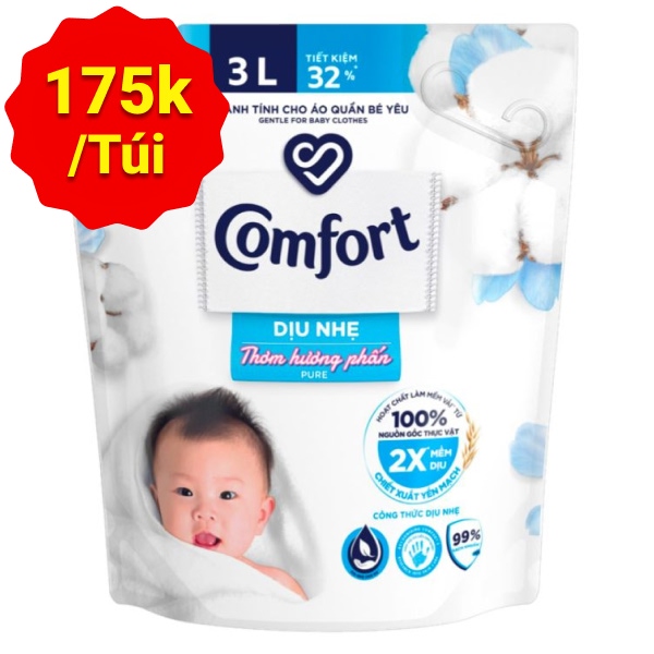 Nước xả cho bé Comfort dịu nhẹ túi 3 lít