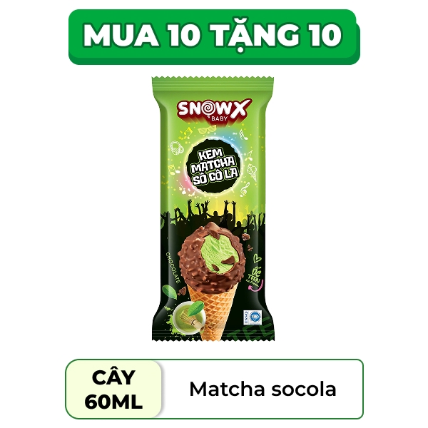 Kem ốc quế matcha socola Snow baby X cây 60ml