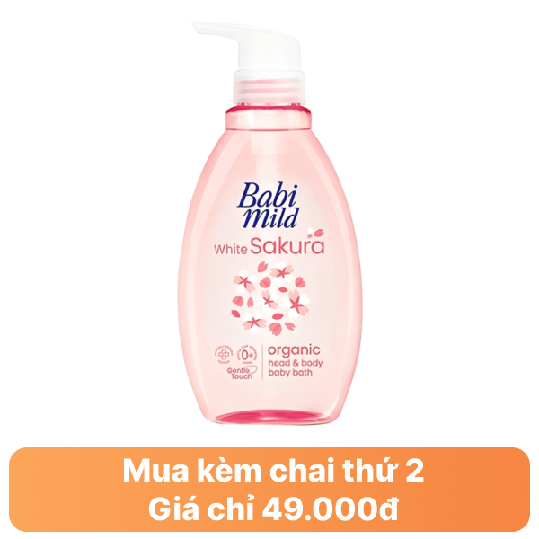 Tắm gội cho bé Babi Mild Sakura 380ml