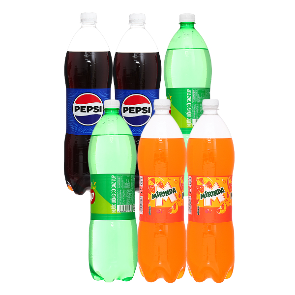 Combo 6 chai nước ngọt Pepsi, Mirinda, 7Up 1.5 lít