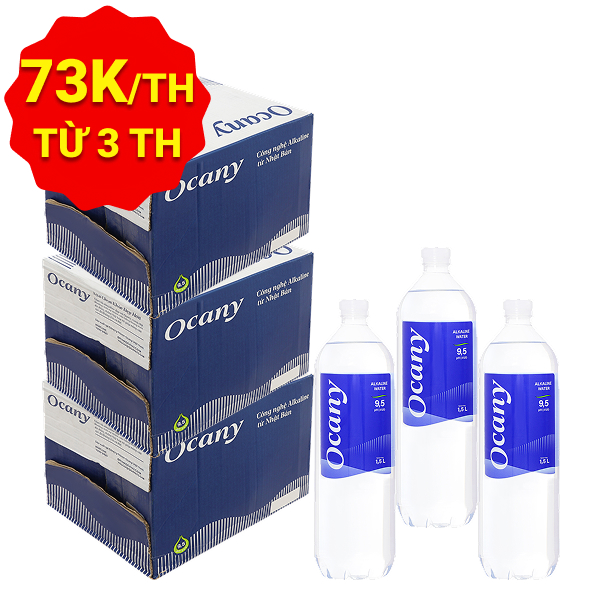 3 thùng 12 chai nước uống i-on kiềm Ocany 1.5 lít