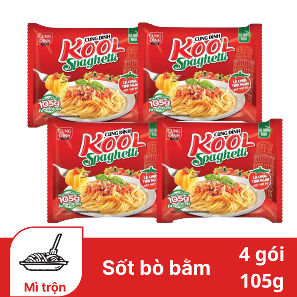 4 gói mì trộn Cung Đình Kool Spaghetti 105g
