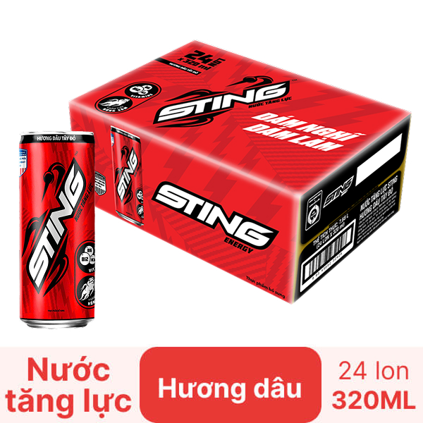 Khay 24 lon Sting dâu 320ml