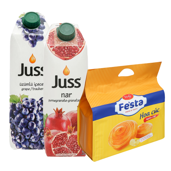 Combo bánh mì Fe'sta 120g & 2 hộp nước ép Juss