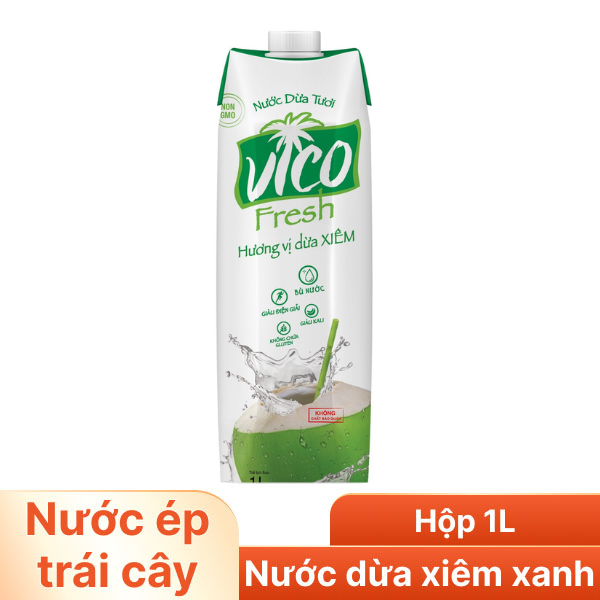Nước dừa xiêm xanh Vico Fresh Hộp 1 lít