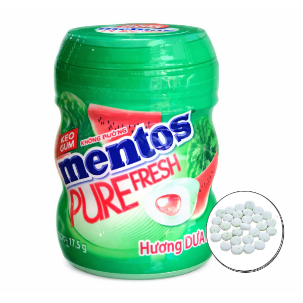 Kẹo cao su Mentos Pure Fresh hương dưa hấu hũ 17.5g