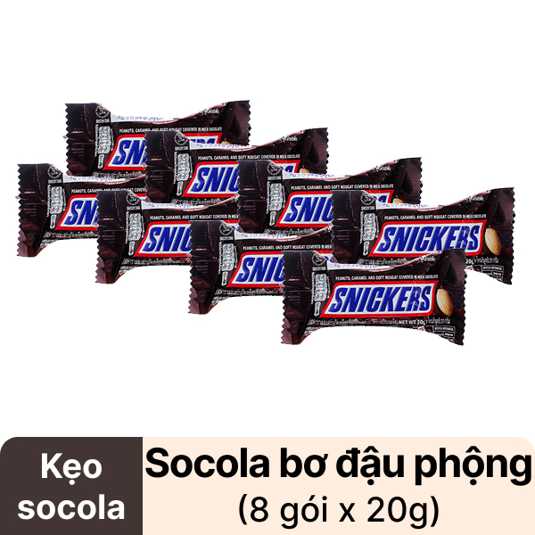 8 gói kẹo socola nhân bơ đậu phộng Snickers 20g