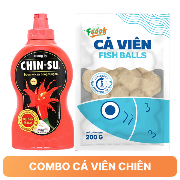Combo cá viên chiên - Cá viên, tương ớt