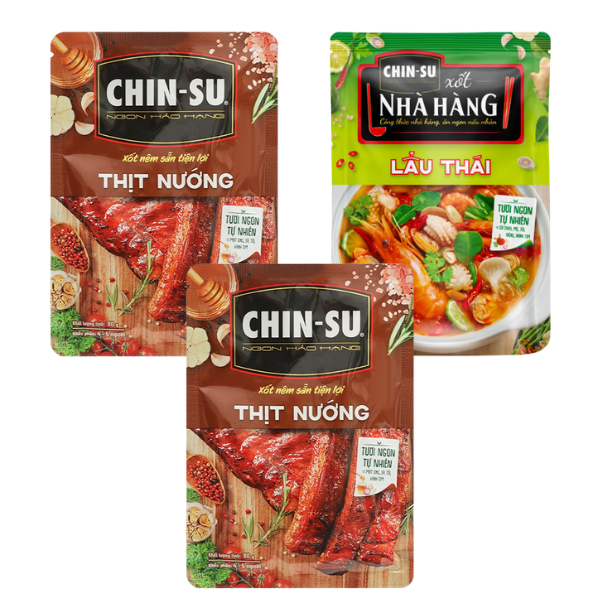 Xốt thịt nướng, thịt nướng muối ớt, lẩu thái Chin- su gói 80g