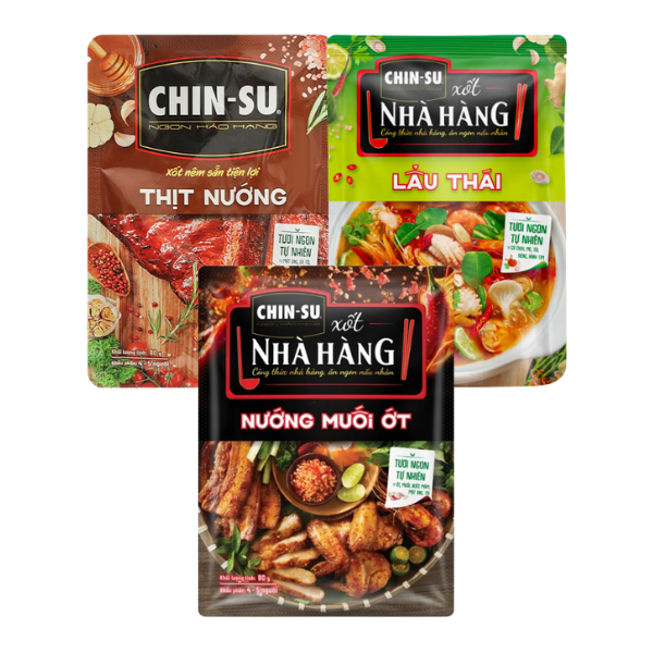 Xốt thịt nướng, thịt nướng muối ớt, lẩu thái Chin- su gói 80g