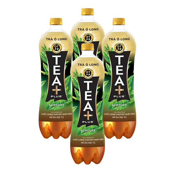 4 chai trà ô long Tea Plus 1 lít