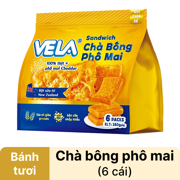 Bánh sandwich chà bông phô mai Vela gói 282g