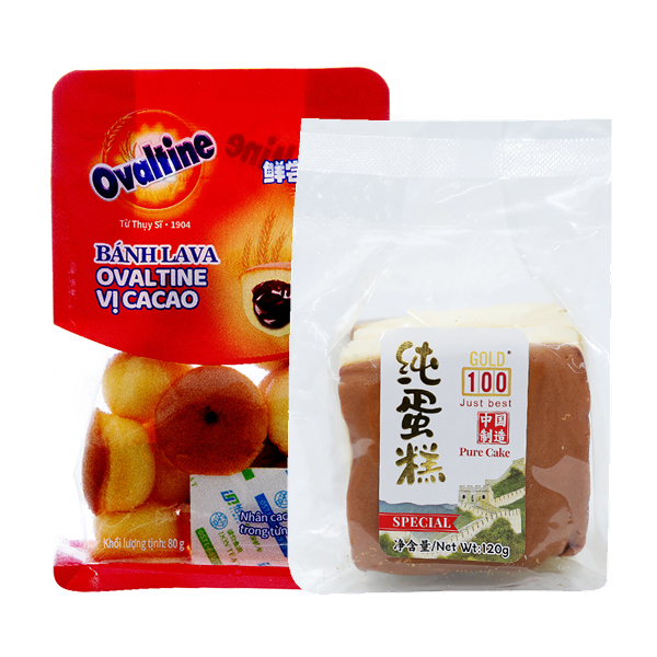 Bánh bông lan GOLD100 120g và Bánh Ovaltine 80g