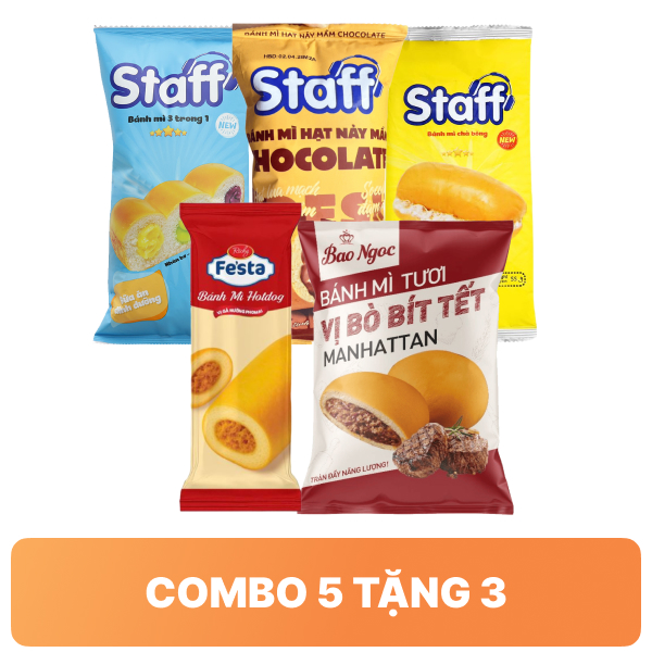 Combo 5 gói bánh mì tươi