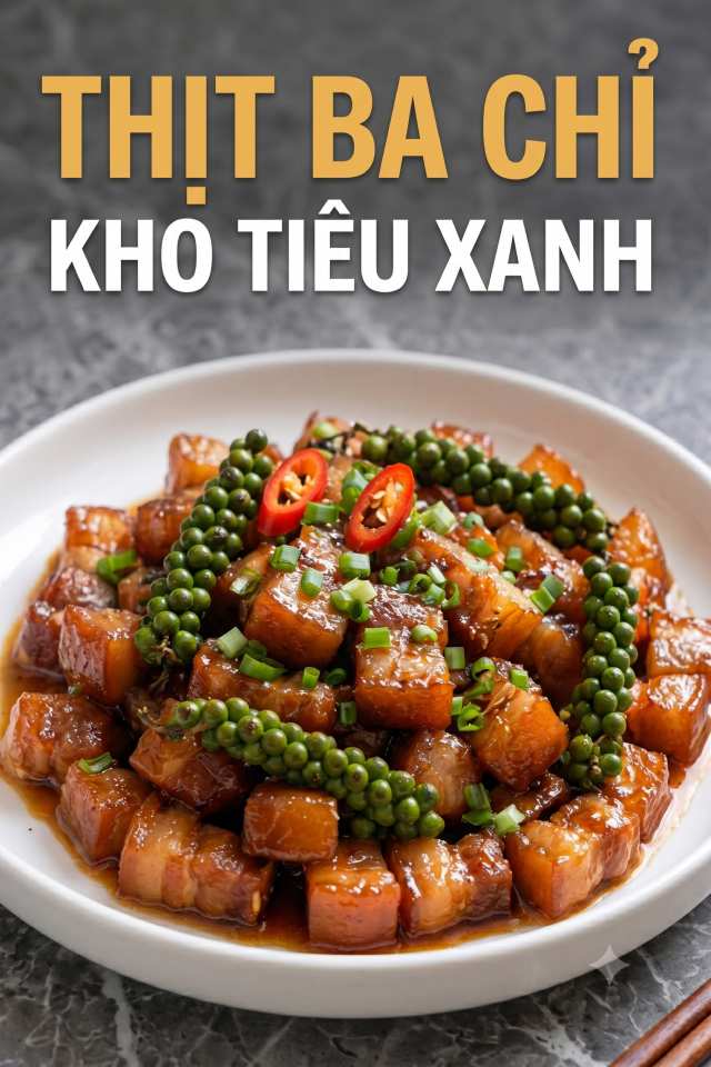 2 cách làm thịt ba chỉ kho tiêu xanh ngon, đậm đà ăn hao cơm