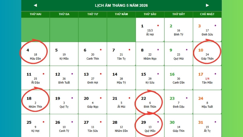 Danh sách ngày tốt cắt tóc tháng 5 năm 2026