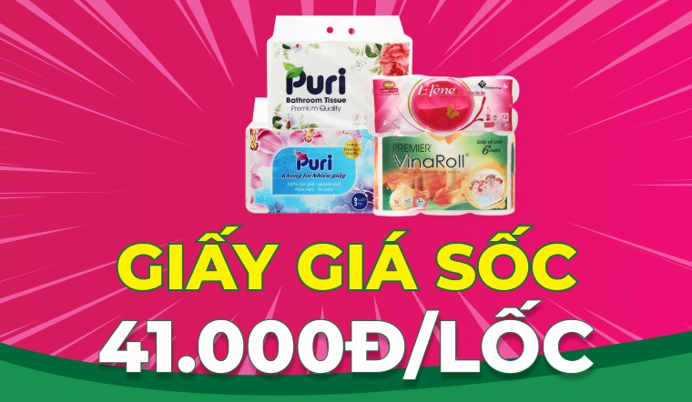 Từ 05/05 - 17/05, giấy vệ sinh đồng giá chỉ 41k/lốc tại Bách hóa XANH