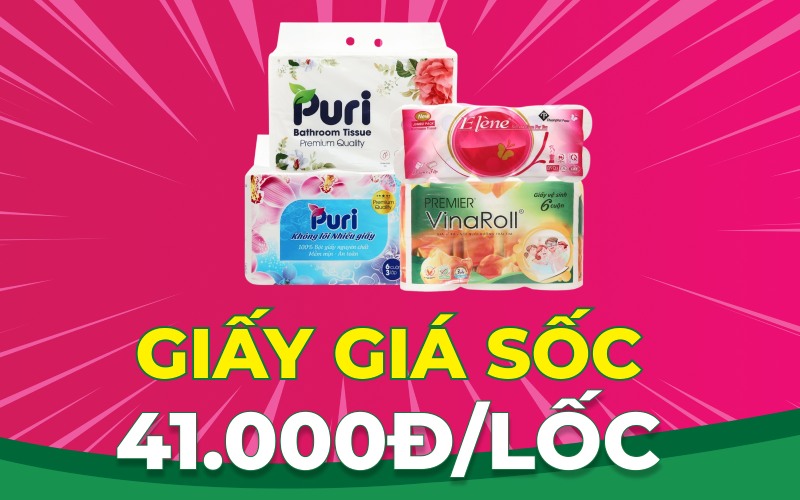 Từ 05/05 - 17/05, giấy vệ sinh đồng giá chỉ 41k/lốc tại Bách hóa XANH
