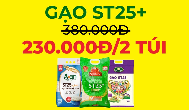 Khuyến mãi TP.HCM: Mua 2 túi gạo ST25+ giá sốc chỉ 230K