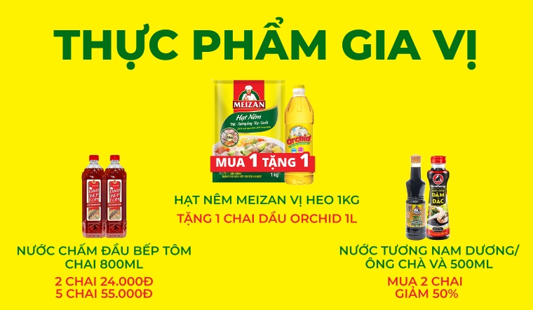 Siêu hội gia vị Bách hóa XANH: Mua hạt nêm tặng dầu ăn, deal hời chỉ từ 11K