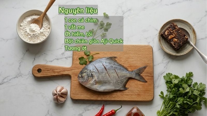 Nguyên liệu làm món cá chim chiên sốt me Nguyên liệu làm món cá chim chiên sốt me