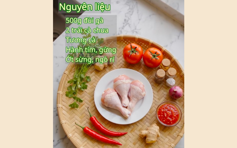 Nguyên liệu làm gà rim nước tương cà chua Nguyên liệu làm gà rim nước tương cà chua