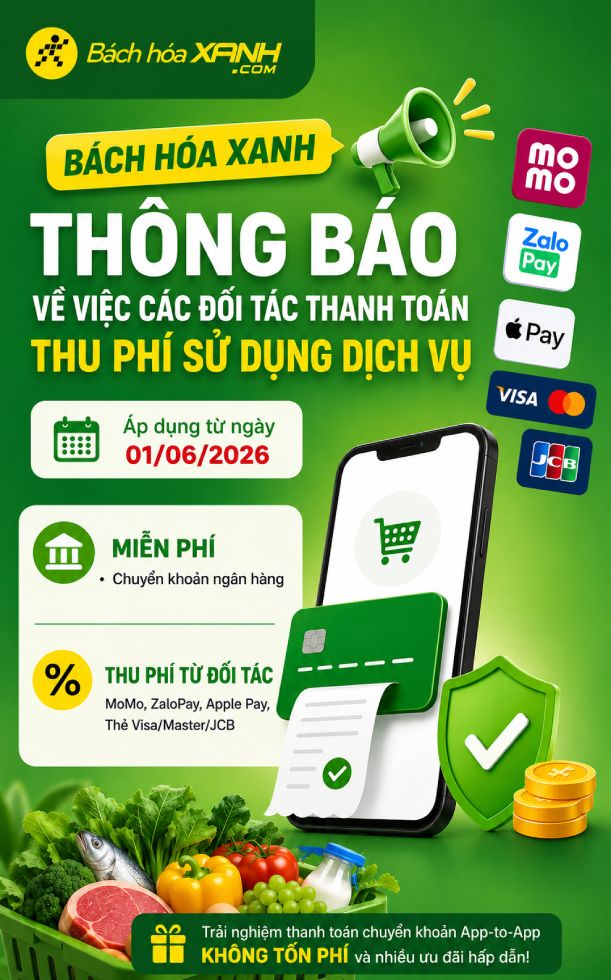 Thông báo về việc phí thanh toán trực tuyến của các đối tác