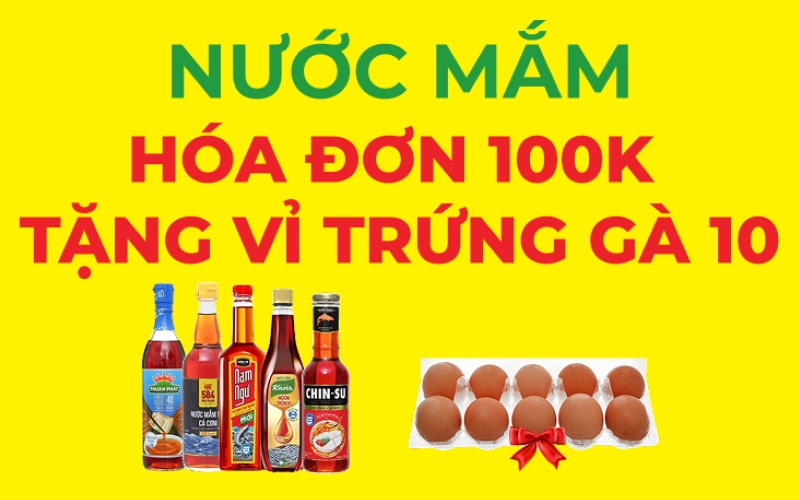 Mua nước mắm từ 100k - tặng vỉ trứng gà 10 quả tại Bách hóa XANH Mua nước mắm từ 100k - tặng vỉ trứng gà 10 quả tại Bách hóa XANH
