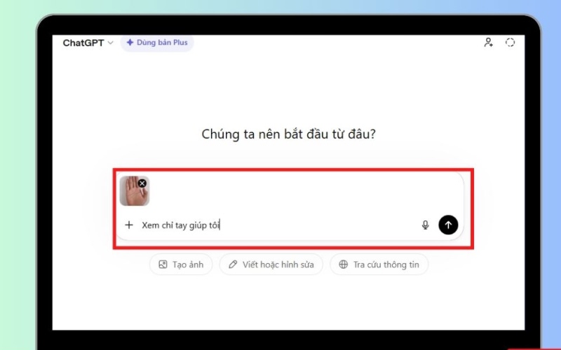 Bước 3: Nhập yêu cầu xem chỉ tay Bước 3: Nhập yêu cầu xem chỉ tay