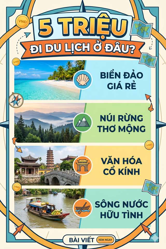 Có 5 triệu nên đi du lịch ở đâu? Gợi ý điểm đến đẹp và tiết kiệm