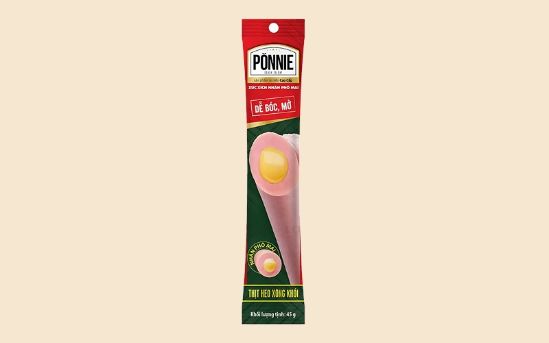 Xúc xích thịt heo xông khói nhân phô mai Ponnie Xúc xích thịt heo xông khói nhân phô mai Ponnie