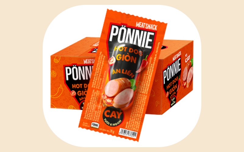 Xúc xích ăn liền vị cay Ponnie cây 28g Xúc xích ăn liền vị cay Ponnie cây 28g