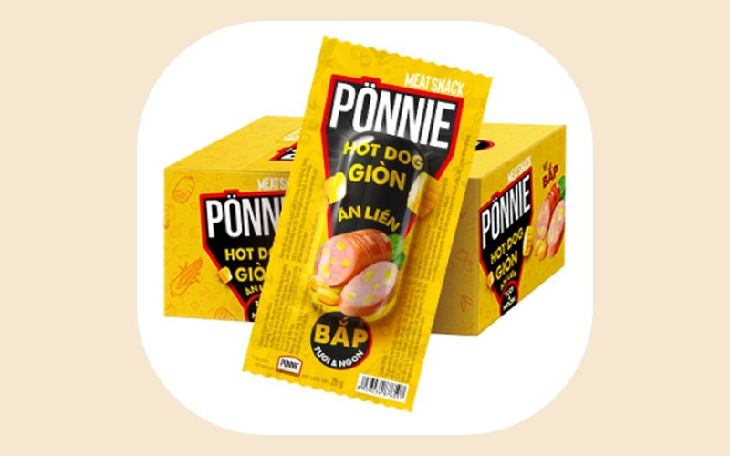 Xúc xích ăn liền vị bắp Ponnie cây 28g Xúc xích ăn liền vị bắp Ponnie cây 28g