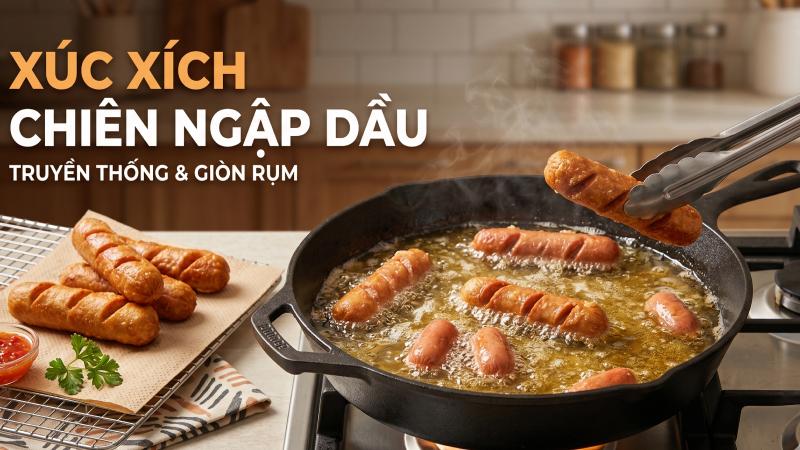 Cách chiên xúc xích bằng chảo ngập dầu truyền thống Cách chiên xúc xích bằng chảo ngập dầu truyền thống