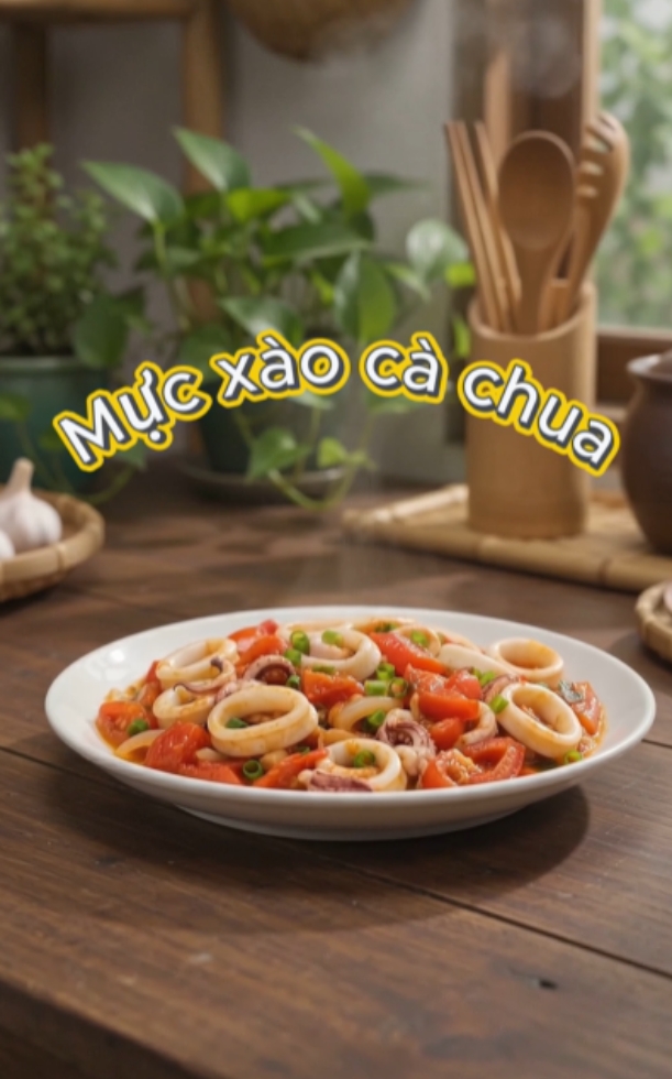 2 cách làm mực xào cà chua giòn sần sật, thơm ngọt, không chảy nước