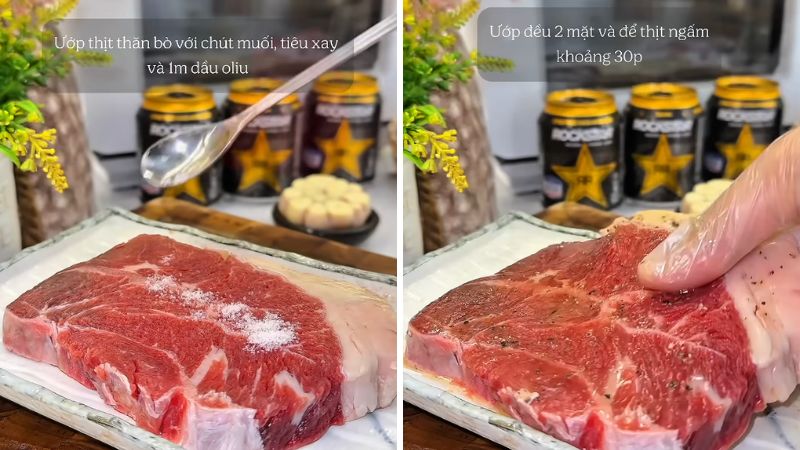 Sơ chế và ướp thịt bò