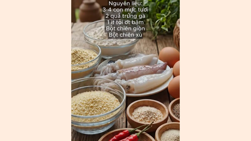 Nguyên liệu làm món mực chiên xù