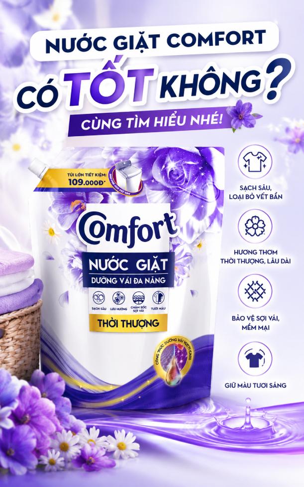 Nước giặt Comfort - Review 5 loại thơm lâu & bảo vệ vải tốt nhất 