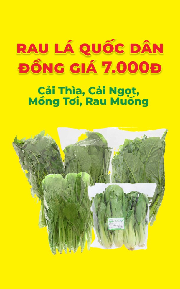 Rau lá quốc dân đồng giá 7K tại Bách hóa XANH Online