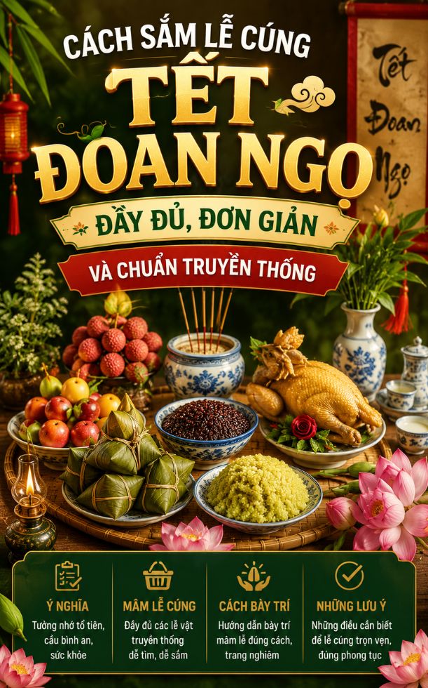 Cách sắm lễ cúng Tết Đoan Ngọ đầy đủ, đơn giản và chuẩn truyền thống