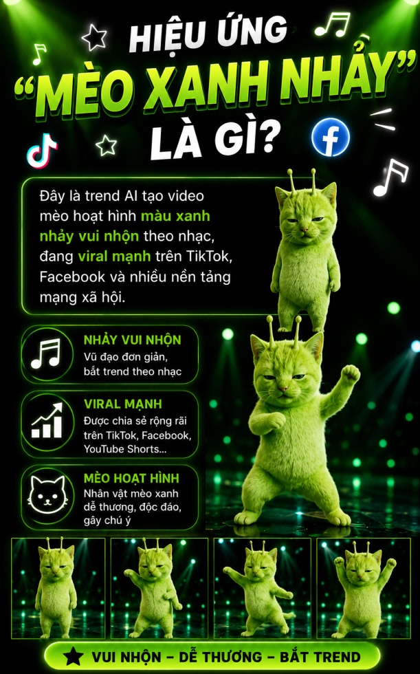 Hiệu ứng “Mèo xanh nhảy” là gì? Cách tạo trend AI đang gây sốt
